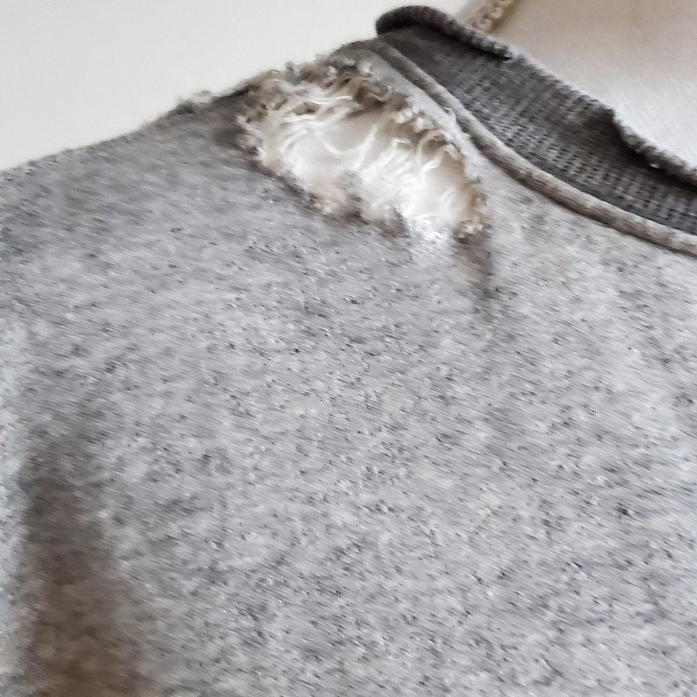 MOTHER Grey Distressed Sweatshirt - Picture 14 of 16
